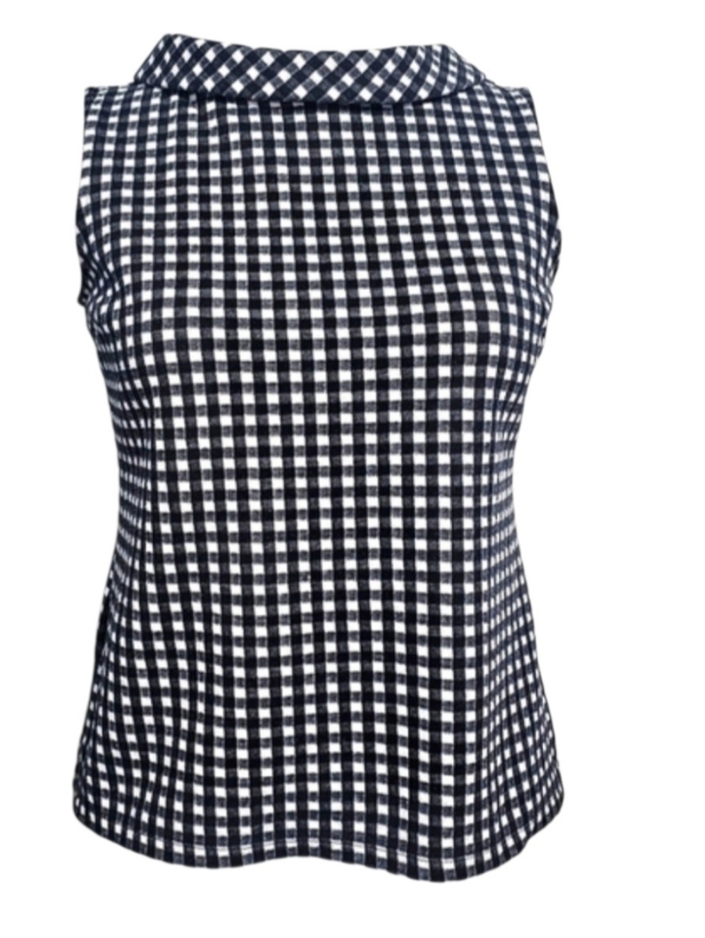 Talbots Women's Sleeveless Portrait Collar Neck Gingham Cottagecore Top Sz SP